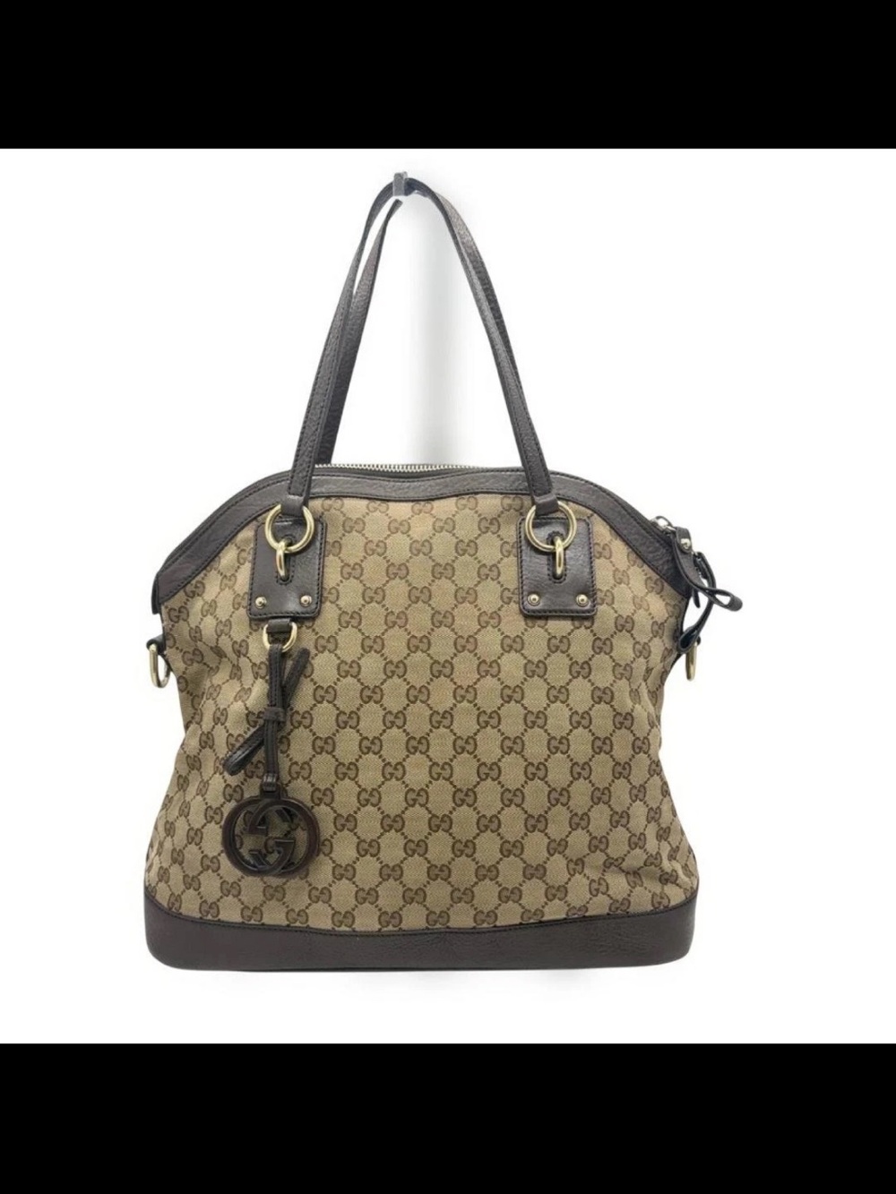 Gucci Beige & Brown GG Canvas Shoulder Bag
